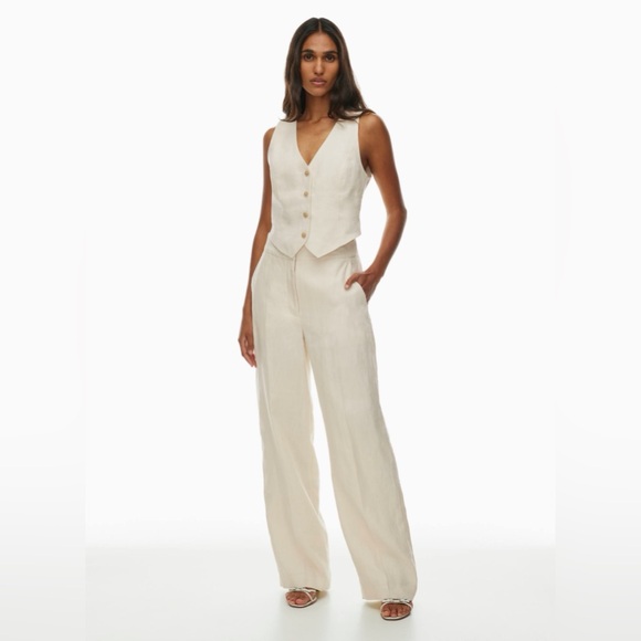 NWT Aritzia Wilfred The Limitless Linen Pant in LIMITED EDITION white, size 00 - Picture 6 of 12